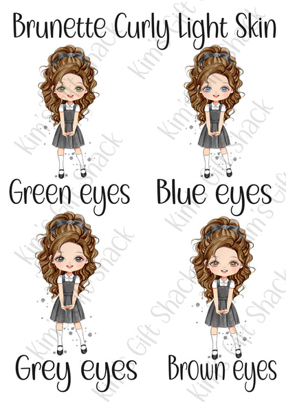School Girl (choose your own character) Personalised A5 notebook.