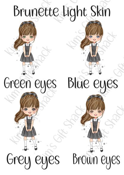 School Girl (choose your own character) Personalised A5 notebook.