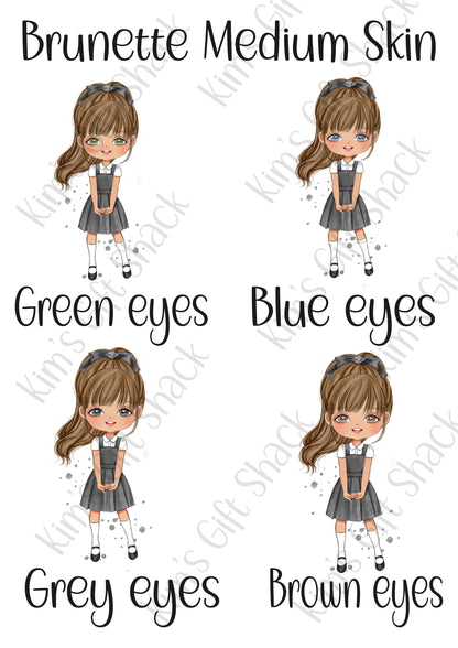 School Girl (choose your own character) Personalised A5 notebook.