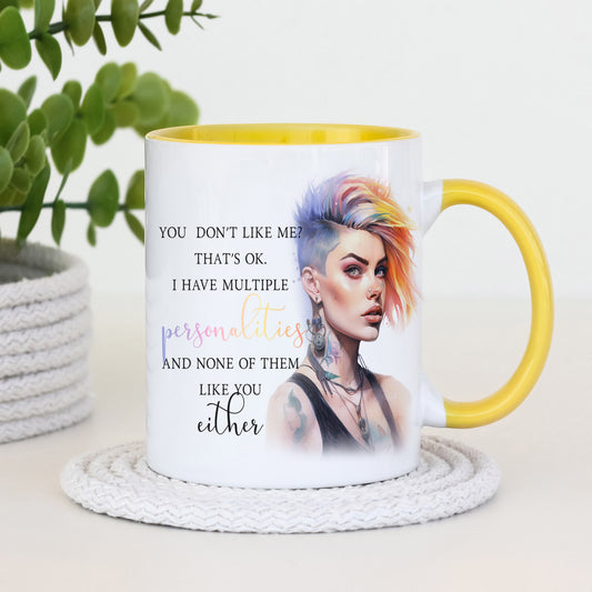 You don't like me novelty mug yellow handle image 0