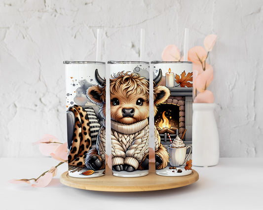 Cozy Jumper Winter Highland Cow Tumbler