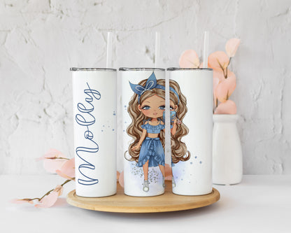 Personalised Fashion Girl Skinny Tumbler image 0