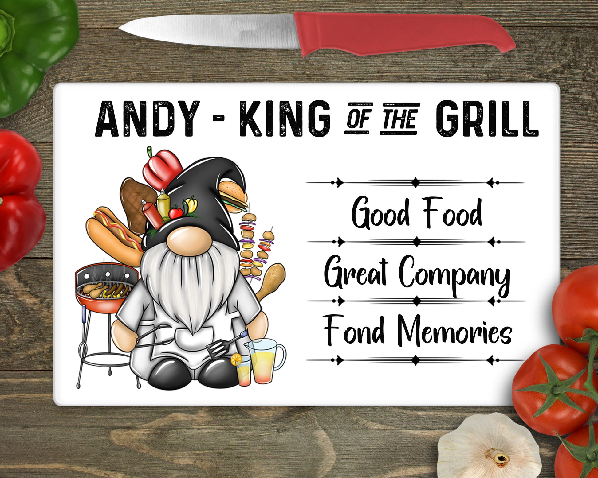 Personalised King of the Grill Chopping board Worktop Saver image 0