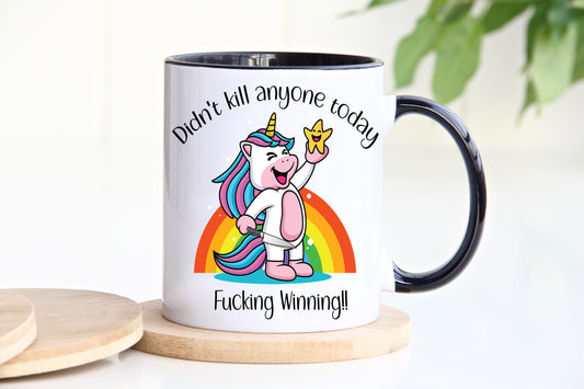 Rude unicorn novelty winning mug black image 0