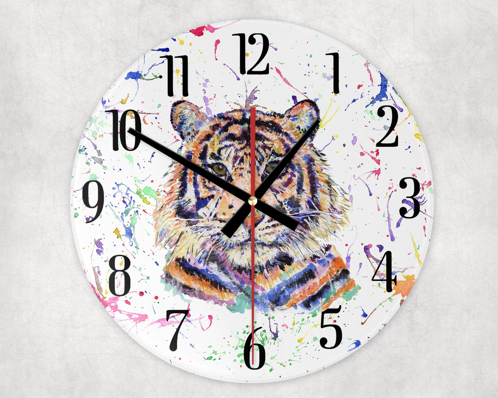 Tiger splash effect Glass wall clock image 0