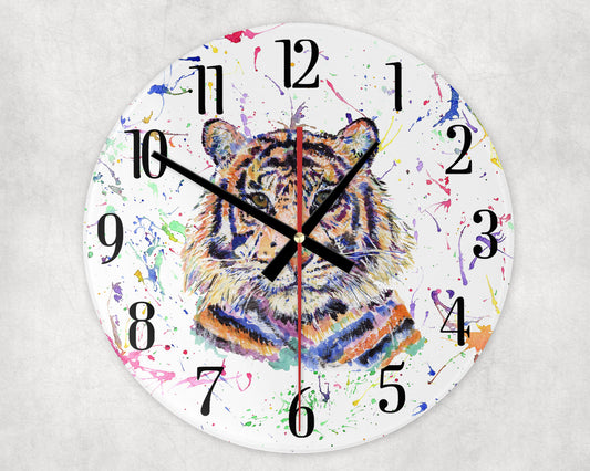 Tiger splash effect Glass wall clock image 0