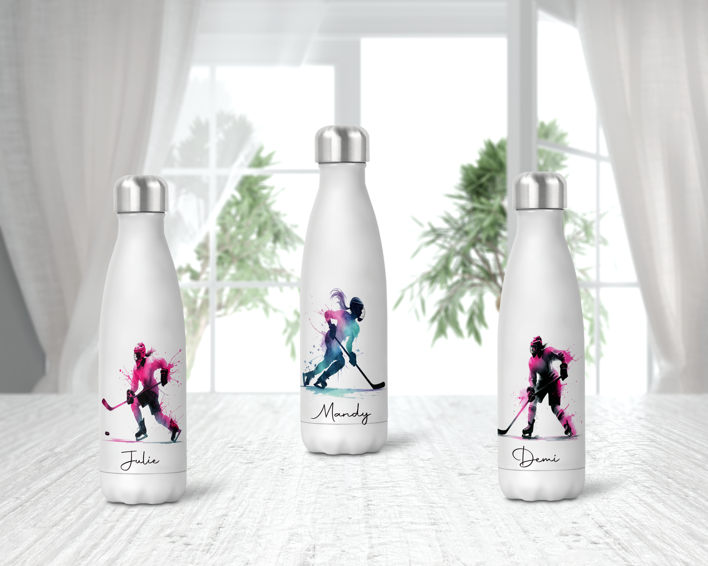 Female Ice Hockey Personalised Insulated Water bottle image 0