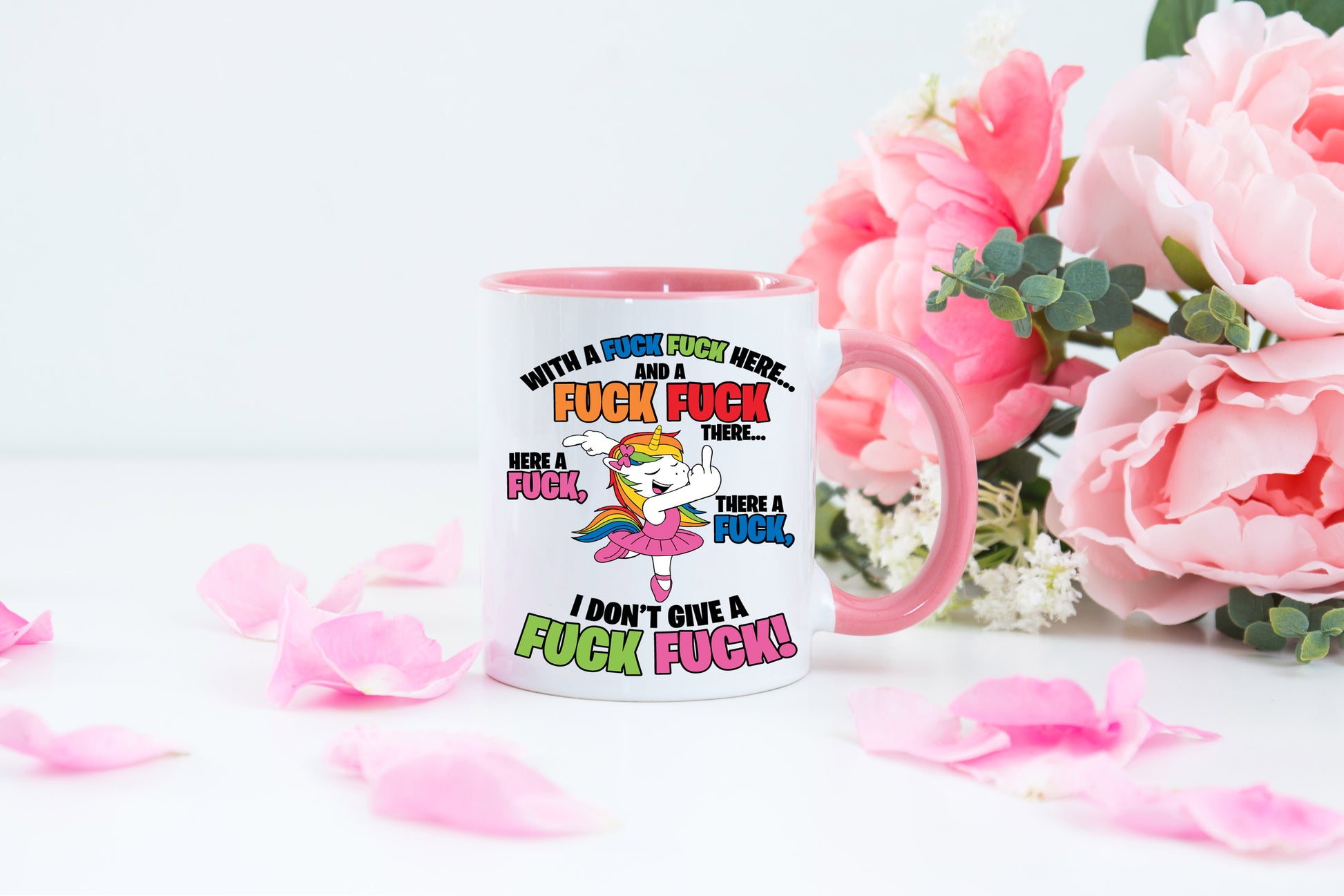 I don't give a fuck fuck pink novelty unicorn mug image 0