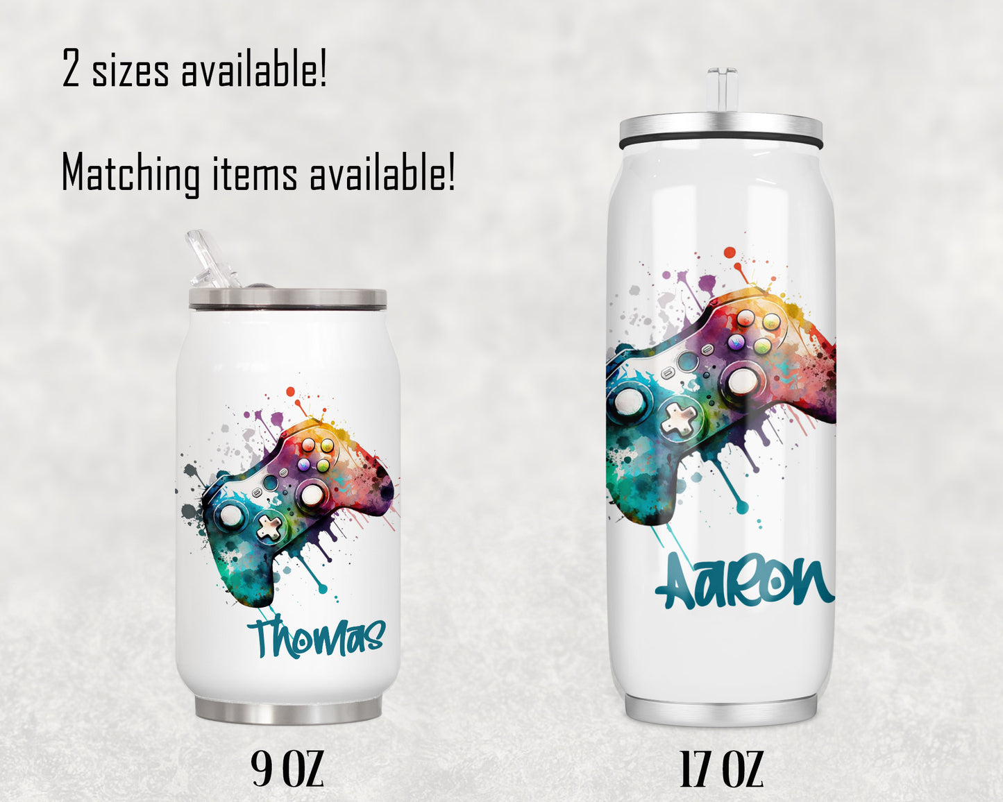 Gamer Controller Colour Splat Personalised drinking can image 0