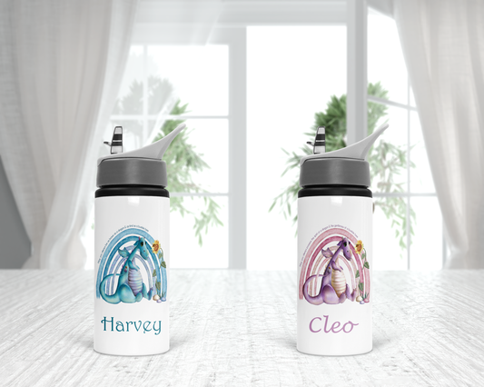 Rainbow Dragon Personalised Water Bottle image 0