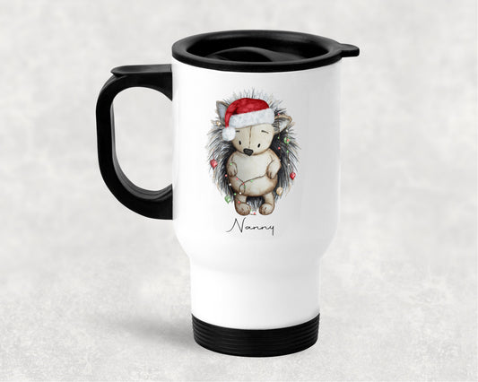 Christmas Hedgehog Personalised Travel Mug image 0