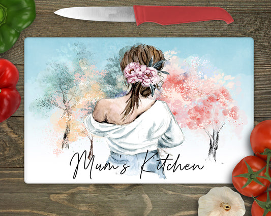 Lady chopping board/ worktop saver personalised image 0