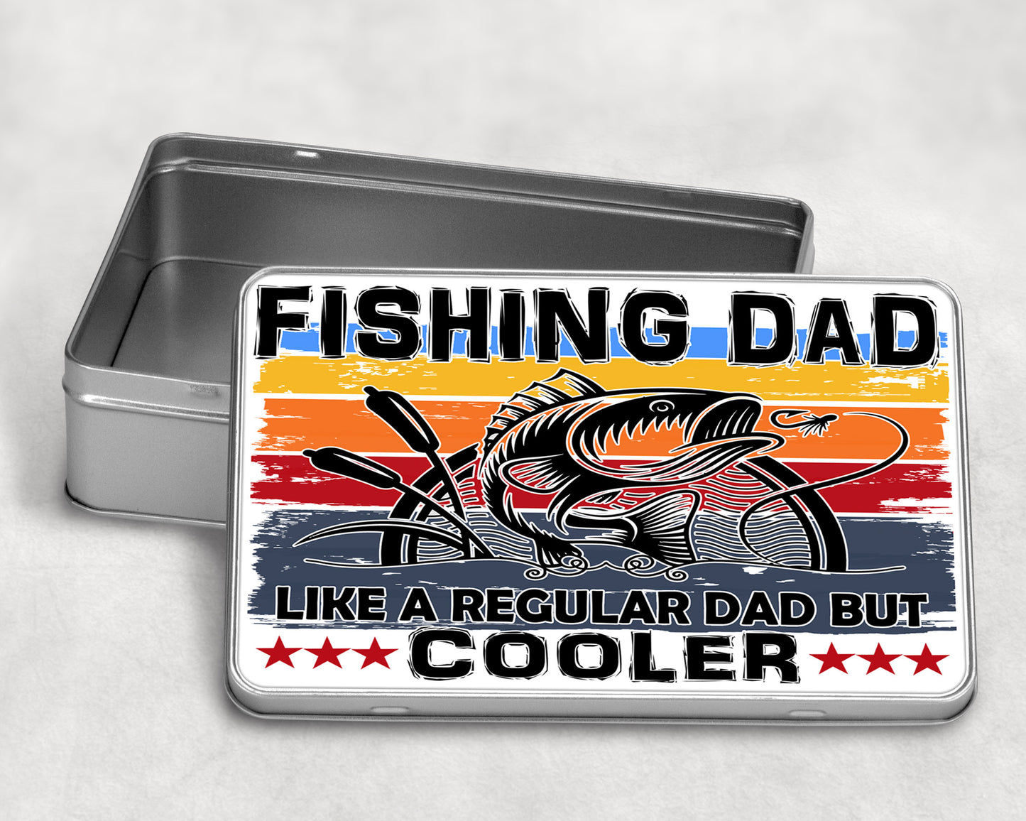 Fishing Dad like a regular dad but Cooler storage tin