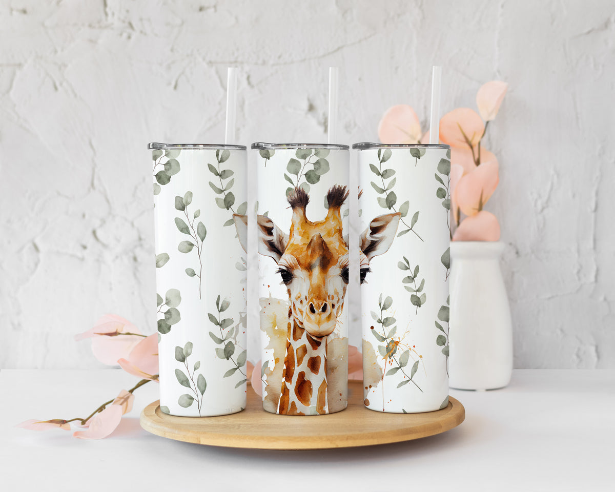 Giraffe 20oz Skinny tumbler with straw