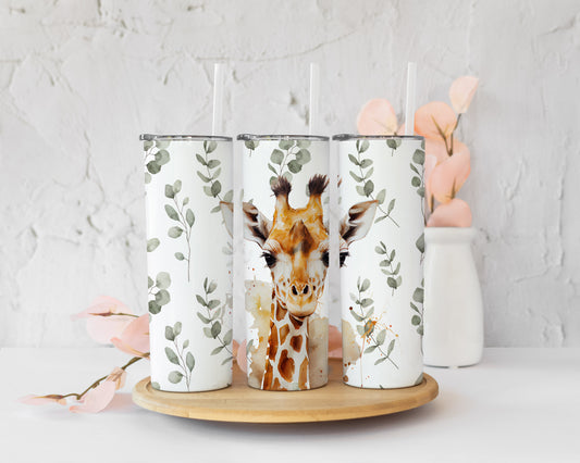 Giraffe 20oz Skinny tumbler with straw