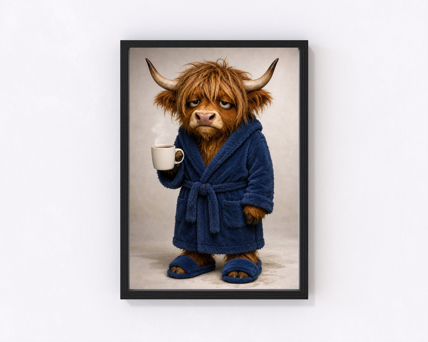 Male Highland Cow Morning Coffee print