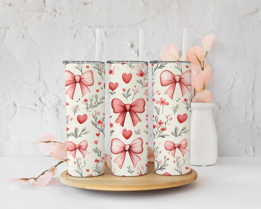 hearts and bows valentines tumbler