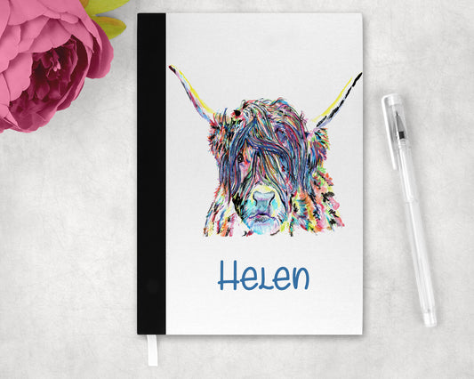 highland cow Personalised A5 Fabric notebook