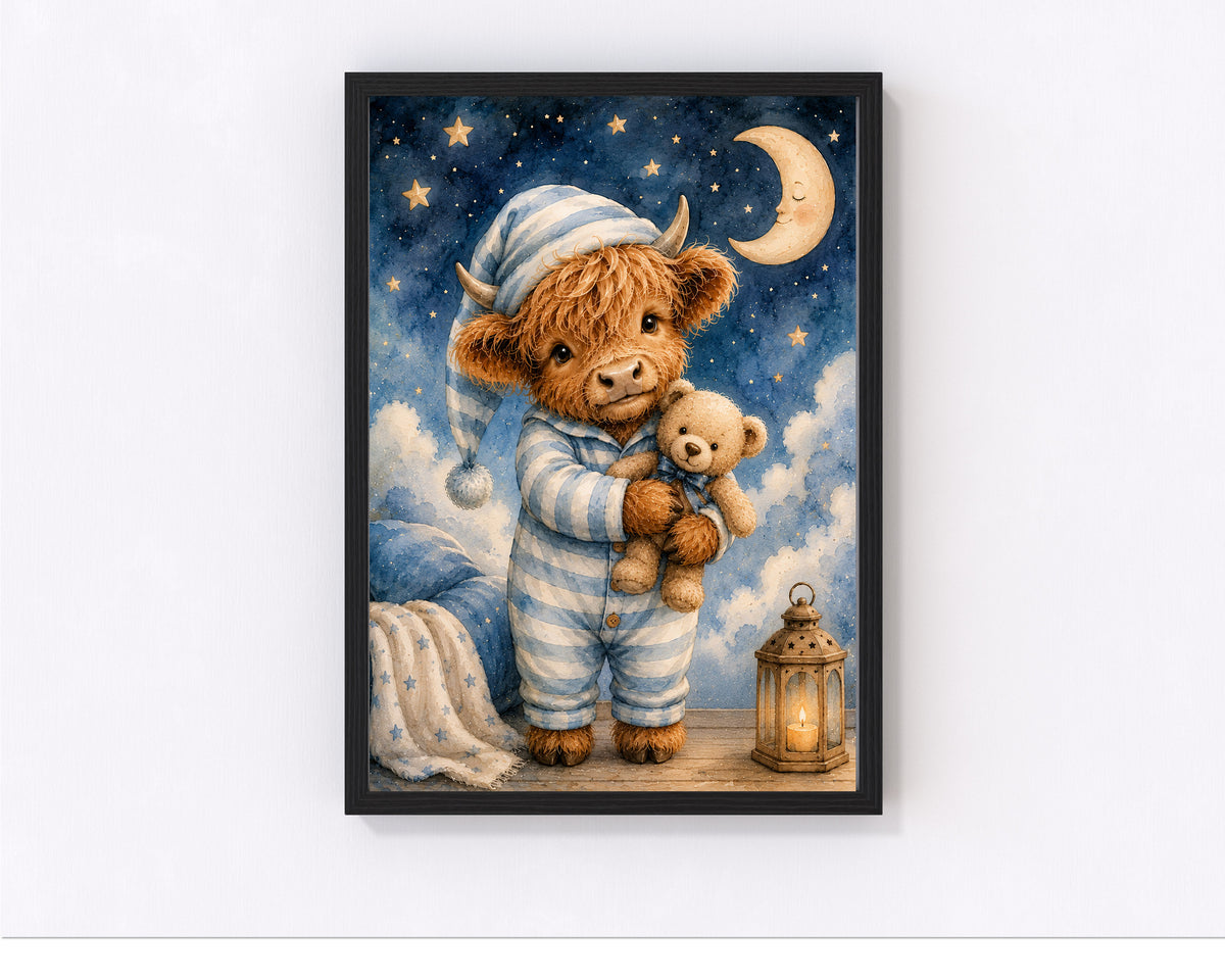 Highland Cow Goodnight Nursery Decor wall Print