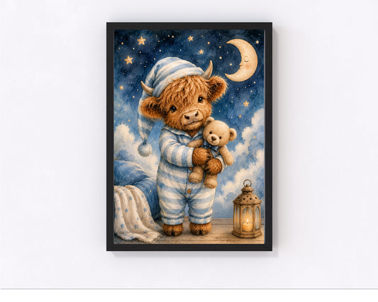Highland Cow Goodnight Nursery Decor wall Print