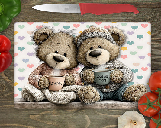 I Love you More bears Chopping Board Worktop Saver