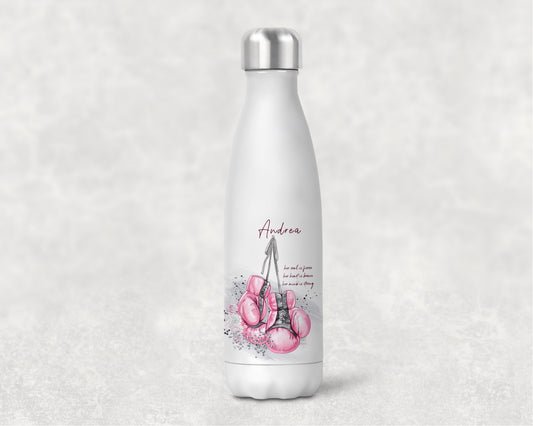 Pink Boxing Gloves Personalised Bowling Bottle
