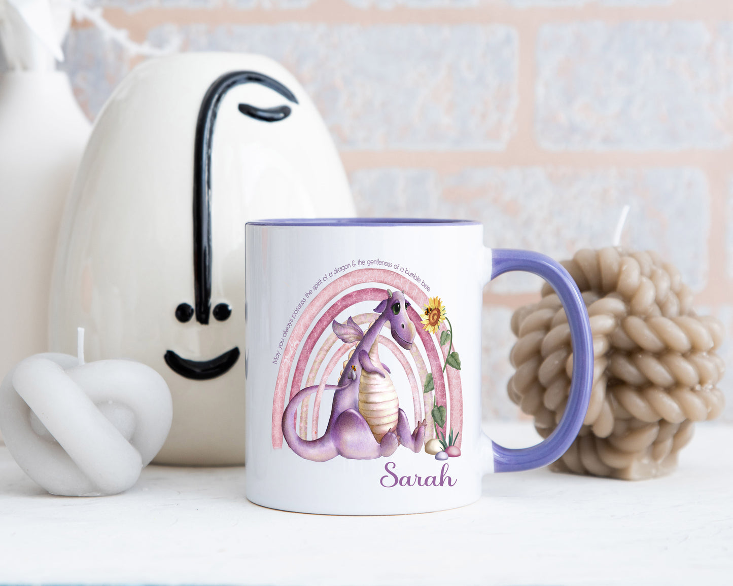 Rainbow Dragon Personalised Mug Coloured Handle