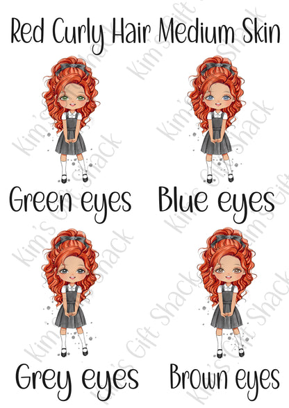 School Girl (choose your own character) Personalised A5 notebook.