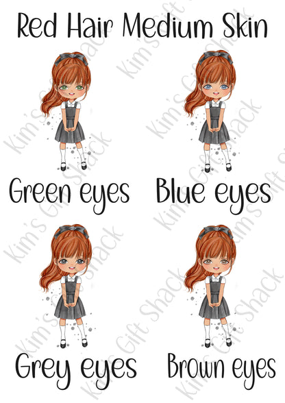 School Girl (choose your own character) Personalised A5 notebook.