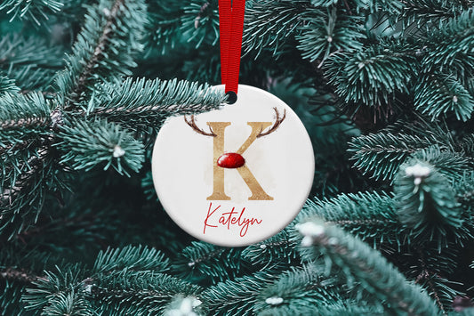 Personalised Initial and Name Ceramic Tree Decoration