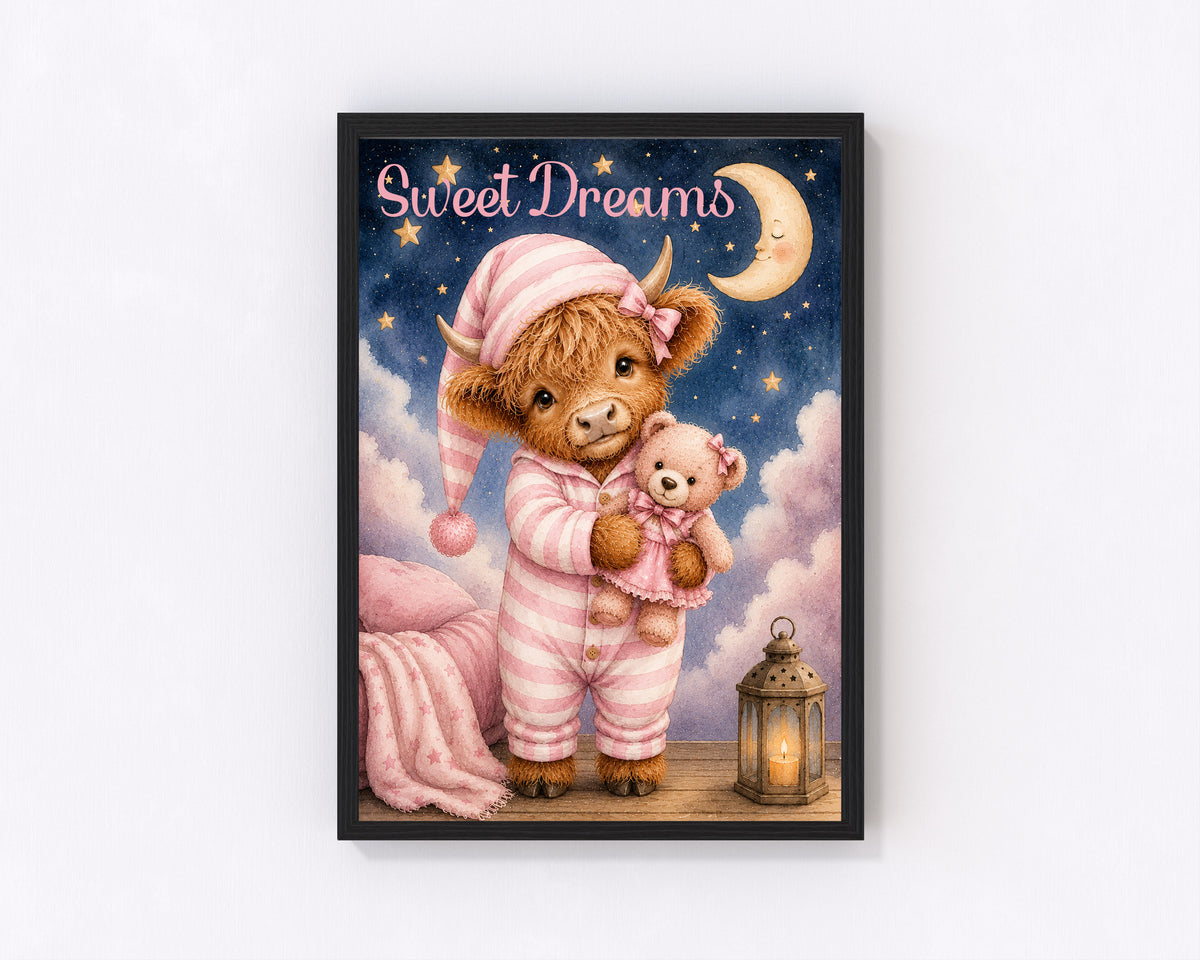 Sweet Dreams Highland Cow nursery print