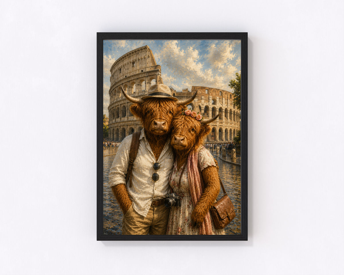 Travelling Highland Cows Rome Wall decor print