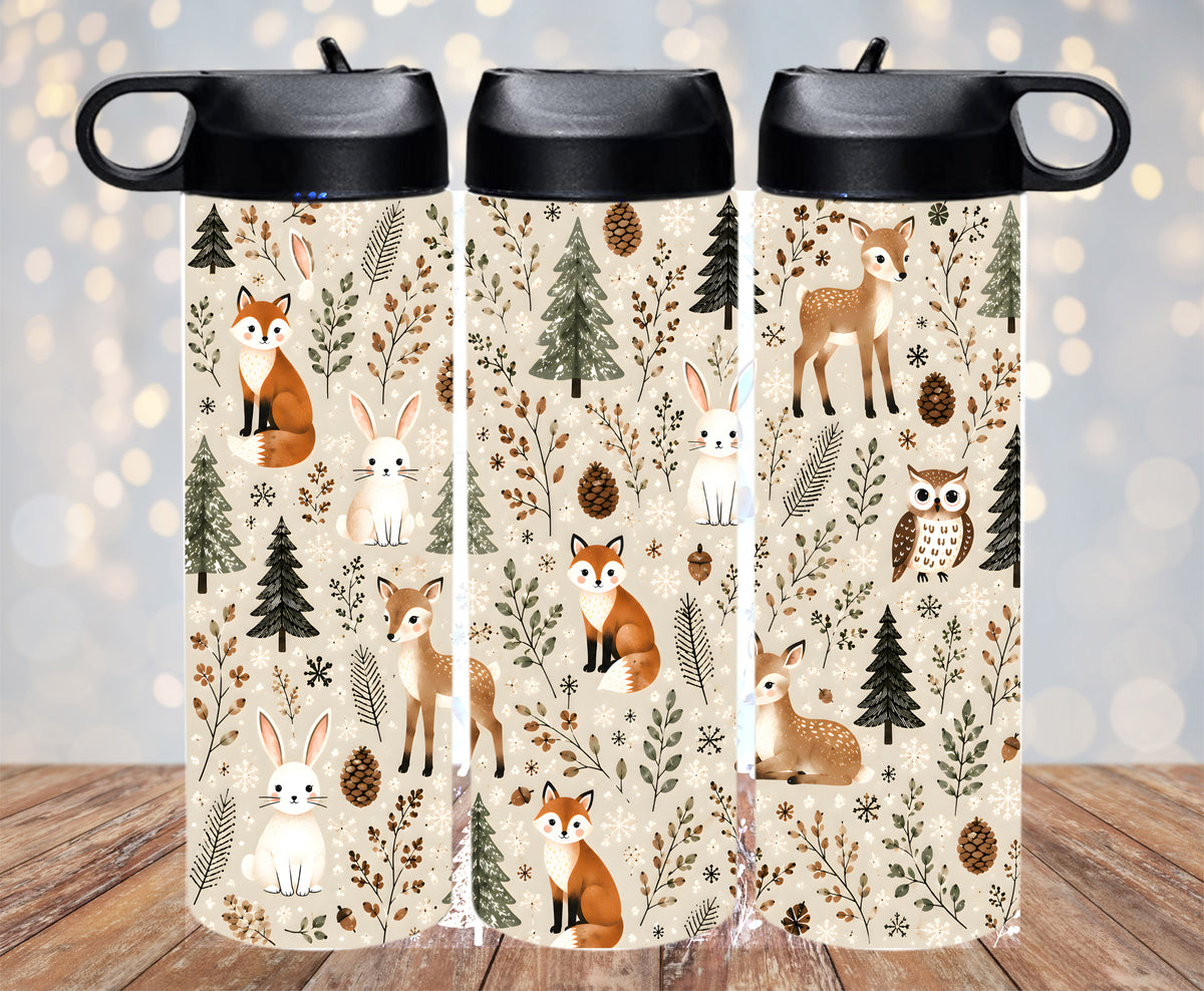 Woodland Animals 20oz double walled insulated water bottle