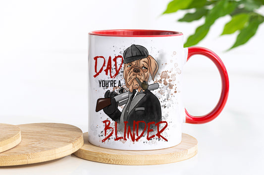 Dad You're a Blinder Father's Day Mug Red Handle